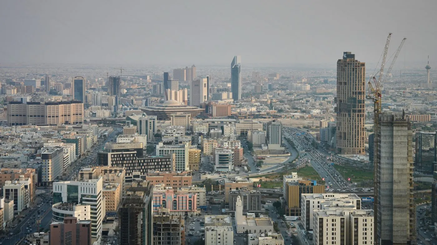 Buildings and construction sites fill the skyline, in Riyadh, Saudi Arabia, on Oct. 14, 2026.