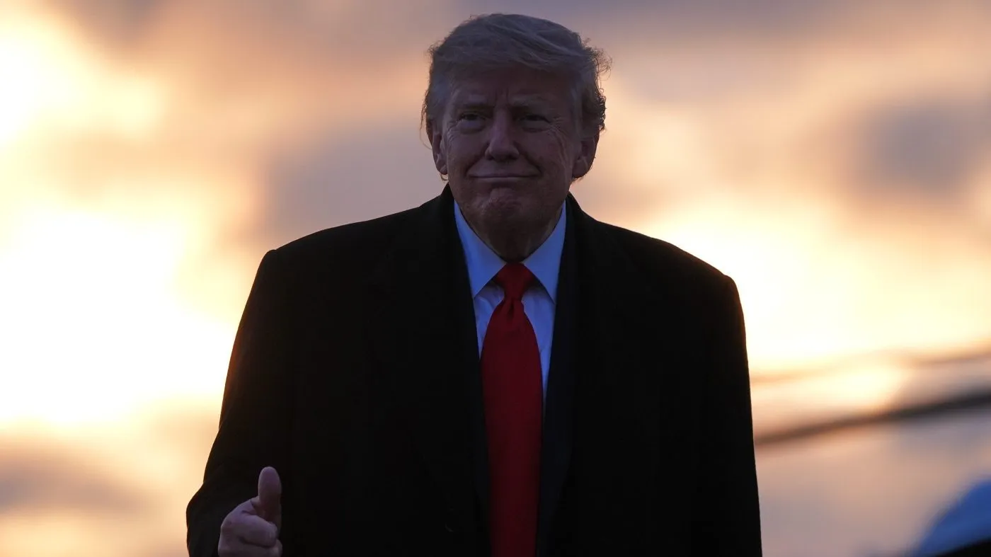 President Donald Trump boards Air Force One, Tuesday, Oct. 13, 2026, at Joint Base Elmendorf-Richardson, Alaska. (AP Photo/Alex Brandon)