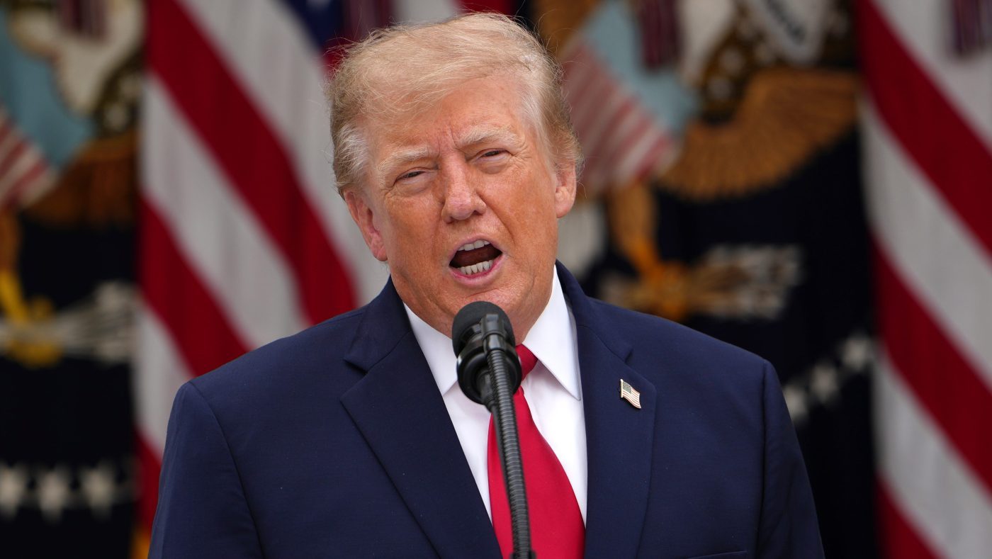 President Trump speaks in the Rose Garden of the White House during an event for first responders, Oct. 15, 2026, in Washington.