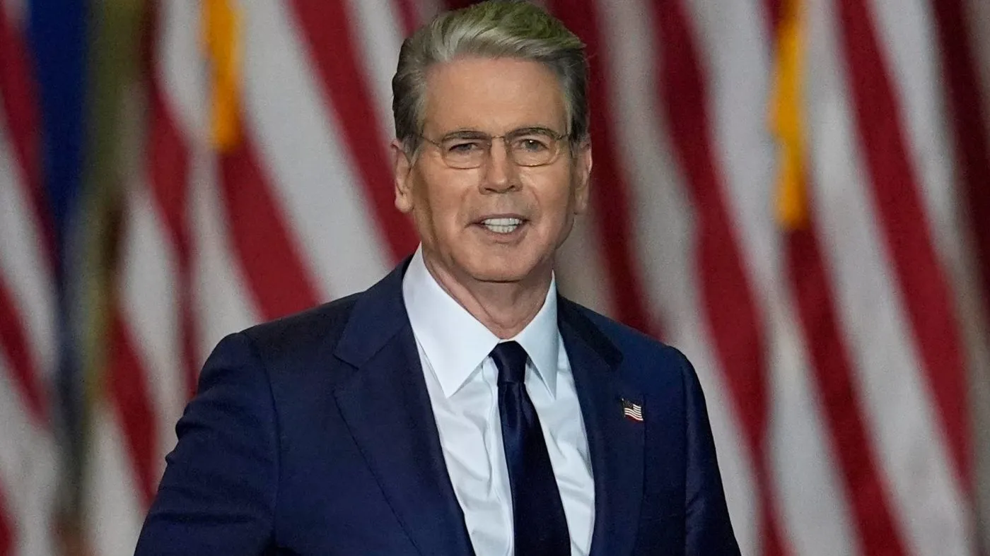 Treasury Secretary Scott Bessent arrives to speak before President Trump at a campaign rally at the T. Ed Garrison Livestock Arena and Expo Center, Oct. 21, 2026, in Pendleton, S.C.