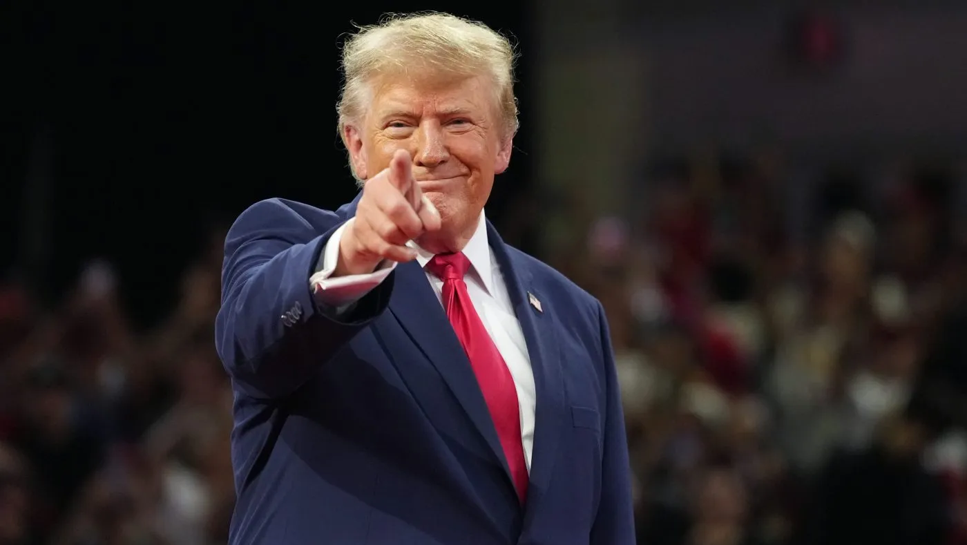 President Donald Trump arrives at a campaign rally at Alico Arena on the campus of Florida Gulf Coast University, Friday, Oct. 23, 2026, in Fort Myers, Fla. (AP Photo/Mark Schiefelbein)