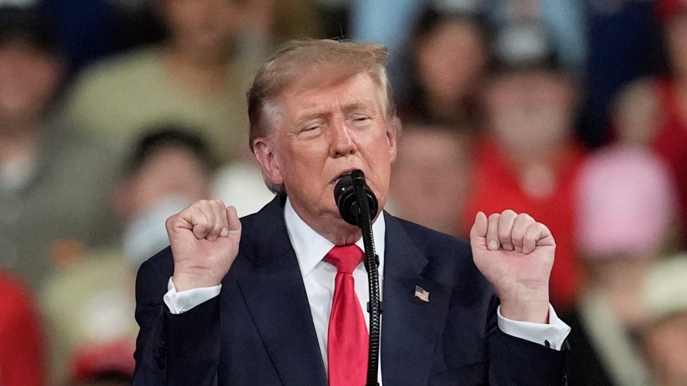 President Donald Trump speaks at a campaign rally at Guardian Centers of Georgia, Saturday, Oct. 24, 2026, in Perry, Ga. (A5P Photo/Mike Stewart)