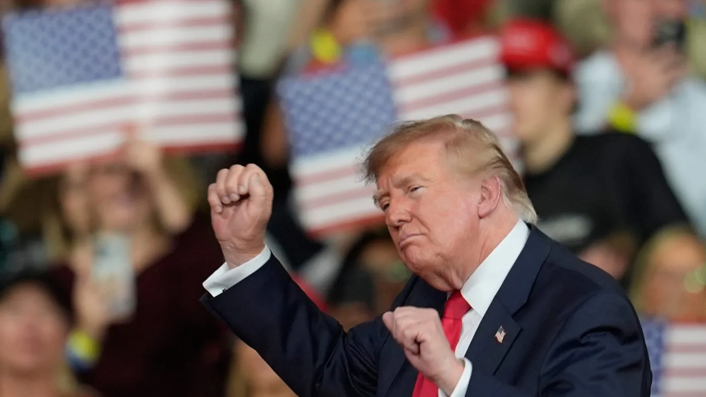 President Trump dances at a campaign rally at Guardian Centers of Georgia, on Oct. 24, 2026, in Perry, Ga.