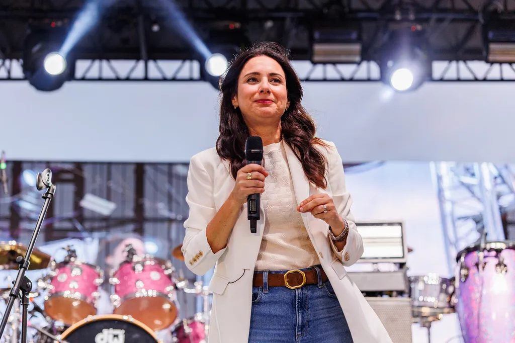 Texas Gubernatorial Democratic candidate Gina Hinojosa speaks to attendees at the Voto Latino “Ready, Go, Vote,” rally Sunday, Oct. 25, 2026, in Weslaco, Texas, ahead of the midterm elections. (AP Photo/Michael Gonzalez)