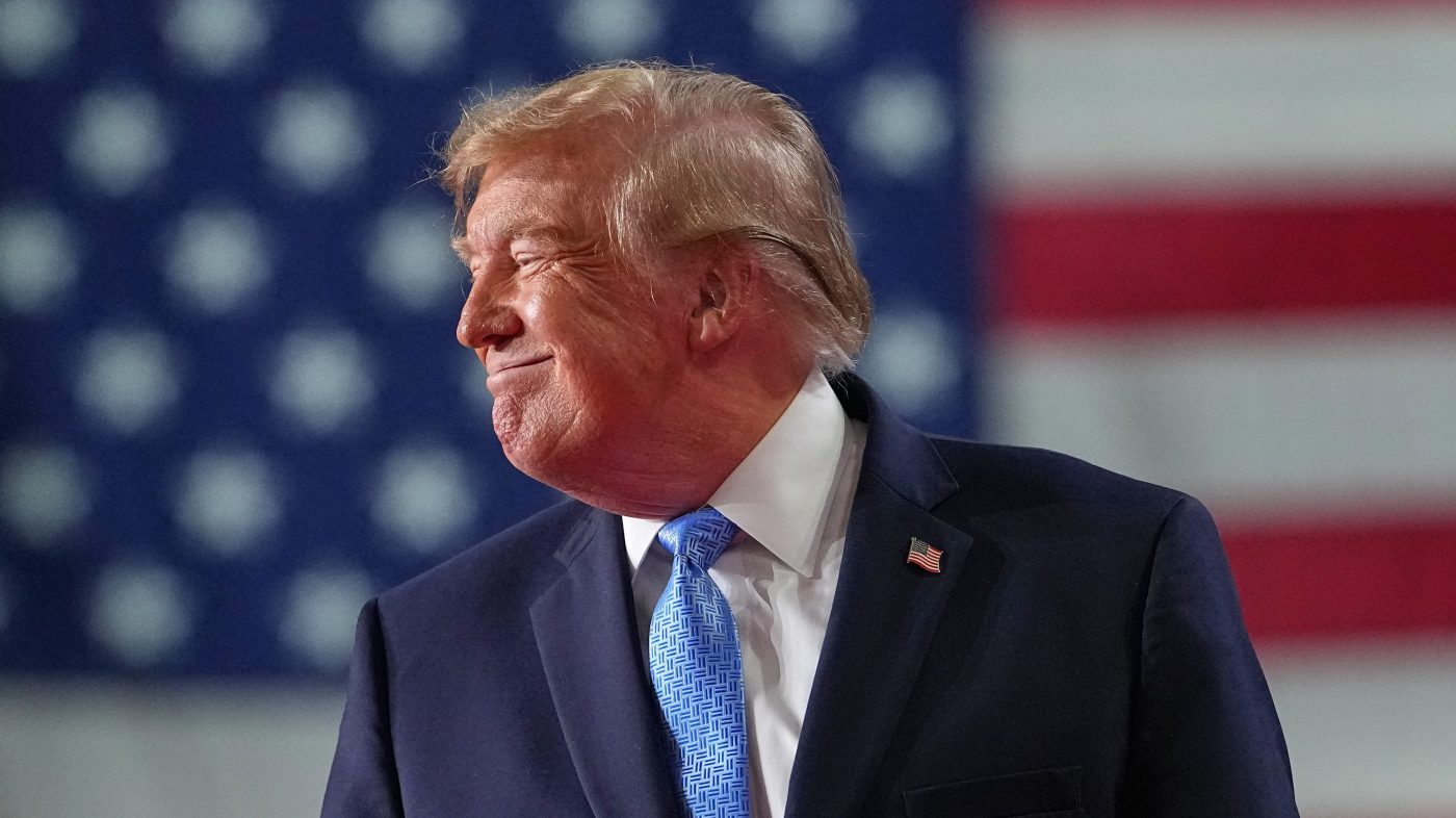 President Donald Trump arrives at a campaign rally at Crossroads Arena, in Corinth, Miss., Monday, Oct. 26, 2026. (AP Photo/Jacquelyn Martin)