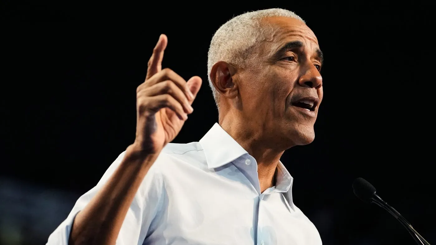 Former President Barack Obama speaks in support of Democratic candidates Sen. Jon Ossoff and Keisha Lance Bottoms on Wednesday, Oct. 28, 2026, Morrow, Ga. (AP Photo/Brynn Anderson)