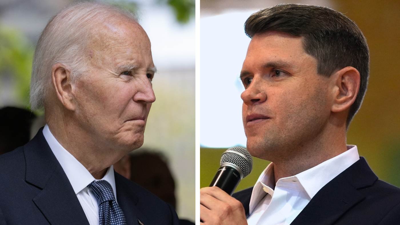 Former President Biden and Texas Senate candidate James Talarico (D) (Barry Williams /The Daily News via AP, Pool/AP Photo/Julia Demaree Nikhinson)