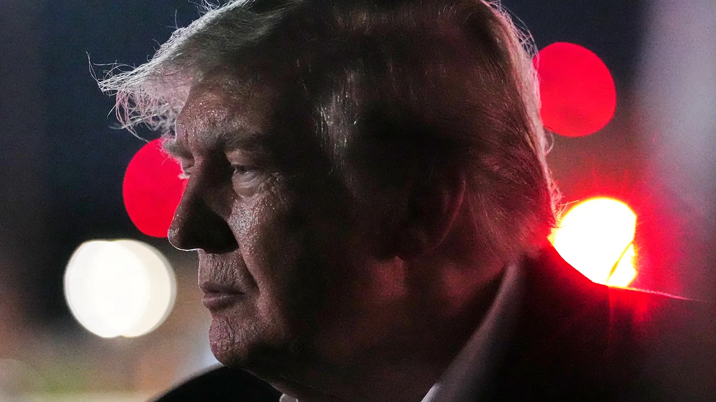 President Trump speaks to reporters after arriving on Air Force One, Oct. 21, 2026, at Joint Base Andrews, Md.
