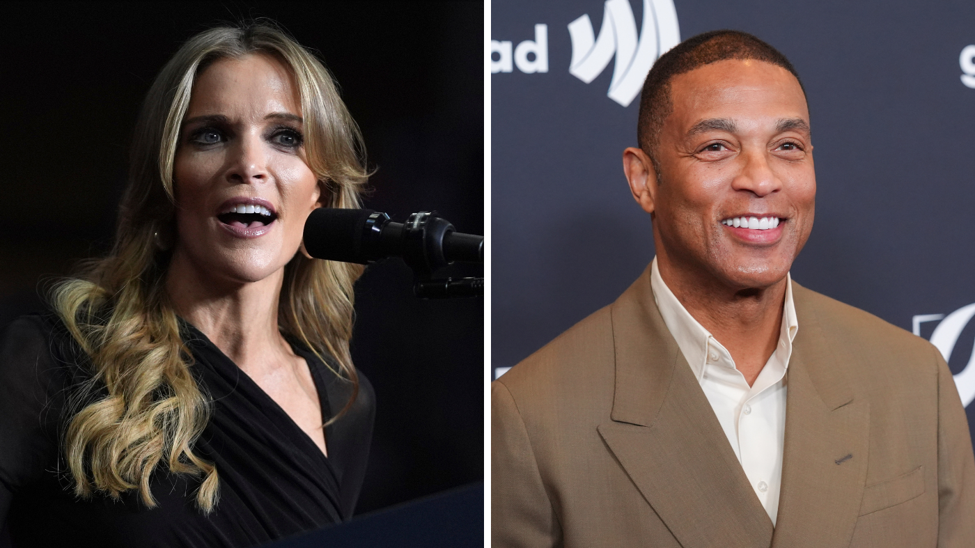 Left: Megyn Kelly speaks at a campaign rally with Republican presidential nominee former President Trump at PPG Paints Arena, Nov. 4, 2024, in Pittsburgh, Pa. Right: Don Lemon arrives at the 37th GLAAD Media Awards on March 5, 2026, at the Beverly Hilton in Beverly Hills, Calif.