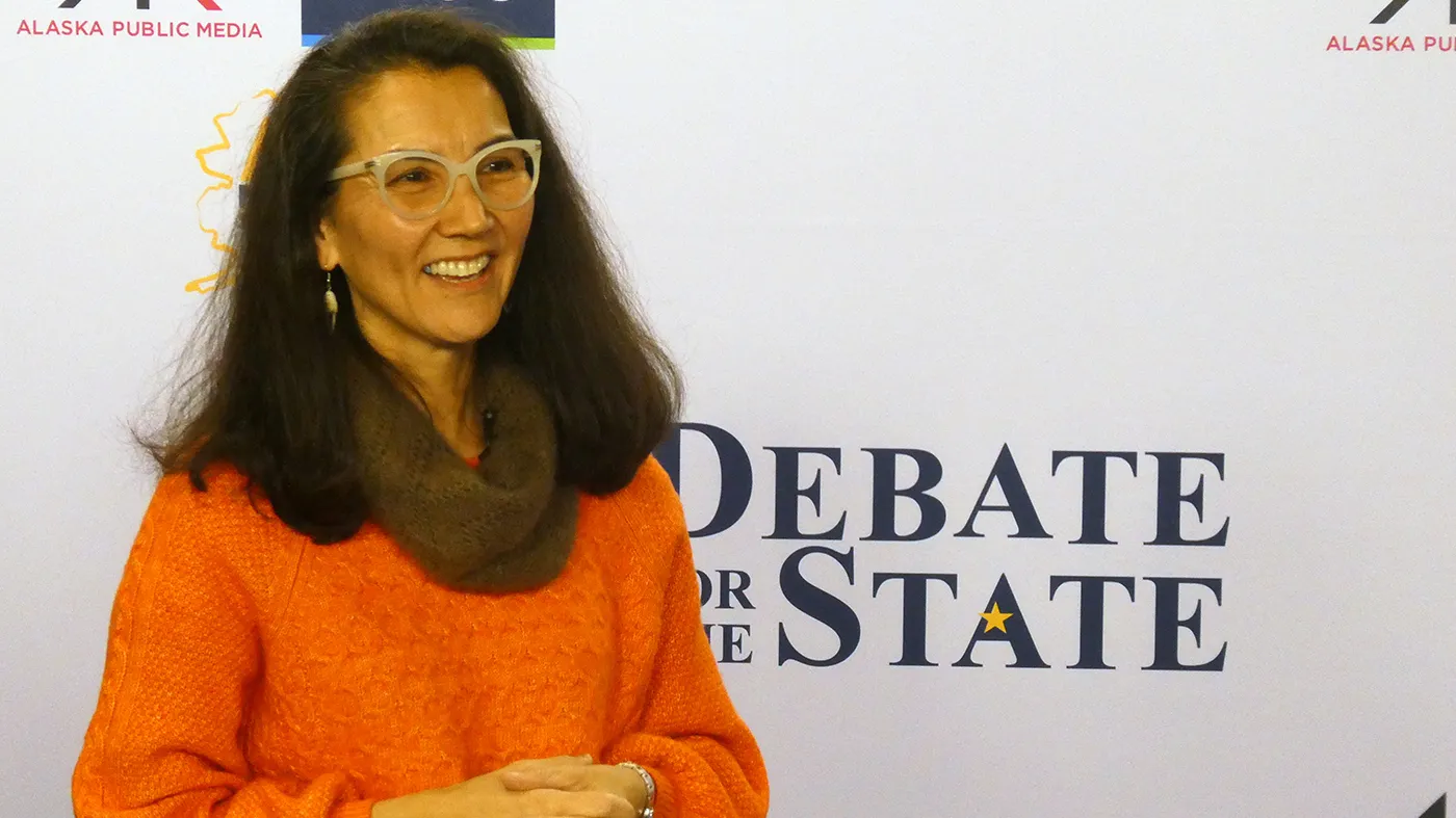 Democrat Mary Peltola attends a debate with Republican U.S. Sen. Dan Sullivan in Alaska’s Senate race, Oct. 15, 2026, in Anchorage, Alaska.
