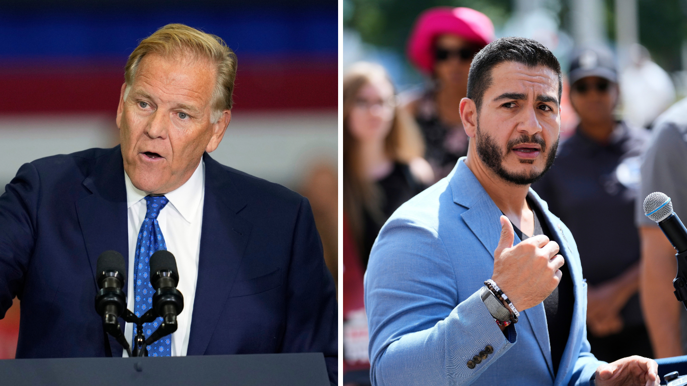Former Rep. Mike Rogers (R-Mich.), the GOP candidate in Michigan’s Senate race, left; and Abdul El-Sayed, the Democratic candidate in the Senate race.