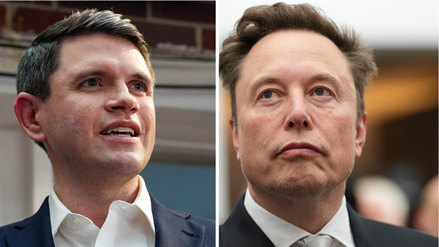 A photo split of Texas Senate candidate James Talarico (D) and tech billionaire Elon Musk.