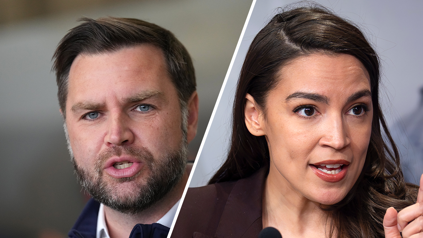 Vice President Vance and Rep. Alexandria Ocasio-Cortez (D-N.Y.) (Jacquelyn Martin and J. Scott Applewhite, Associated Press)