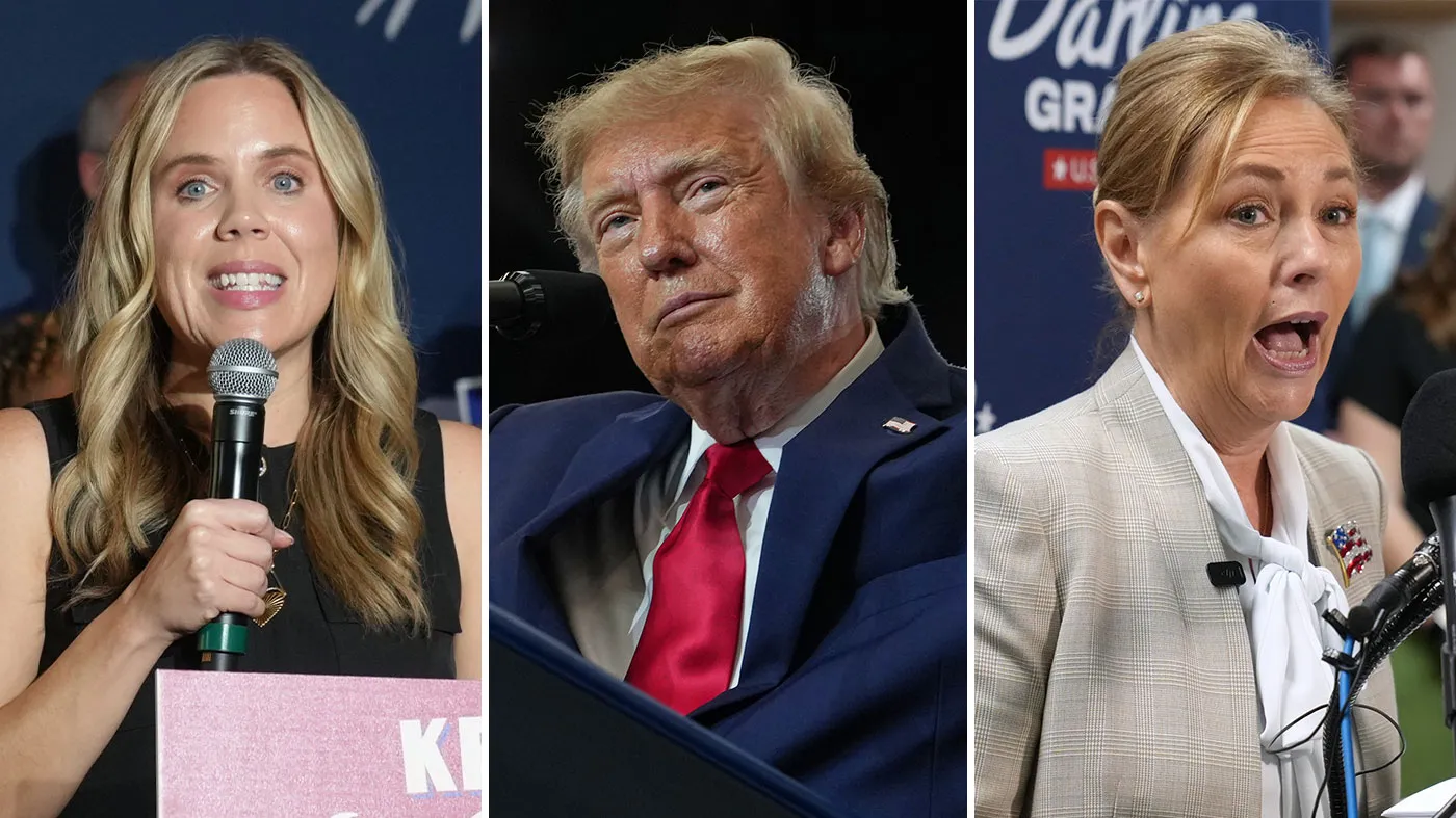 Dr. Annie Andrews, the Democratic nominee in South Carolina’s Senate race, left; President Trump, center; and Sen. Darline Graham (R-S.C.), the GOP candidate in South Carolina’s Senate race