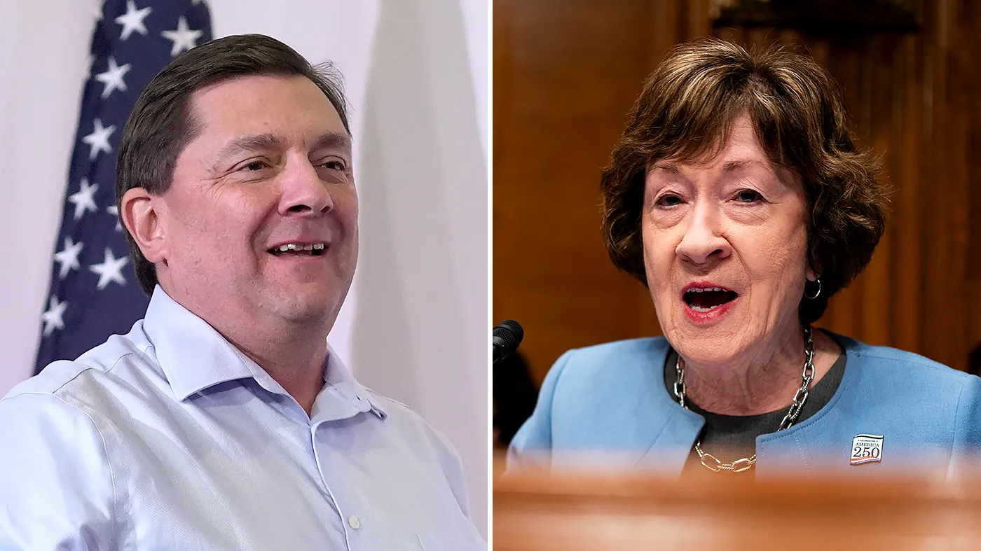 Democratic Maine U.S. Senate candidate Troy Jackson and Sen. Susan Collins (R-Maine)