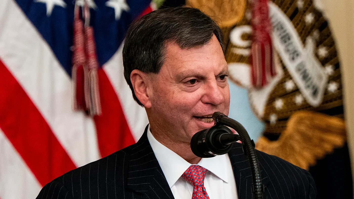 Internal Revenue Service CEO Frank Bisignano speaks during an event to celebrate Columbus Day with President Trump in the East Room of the White House in Washington, D.C., on Friday, October 9, 2026.
