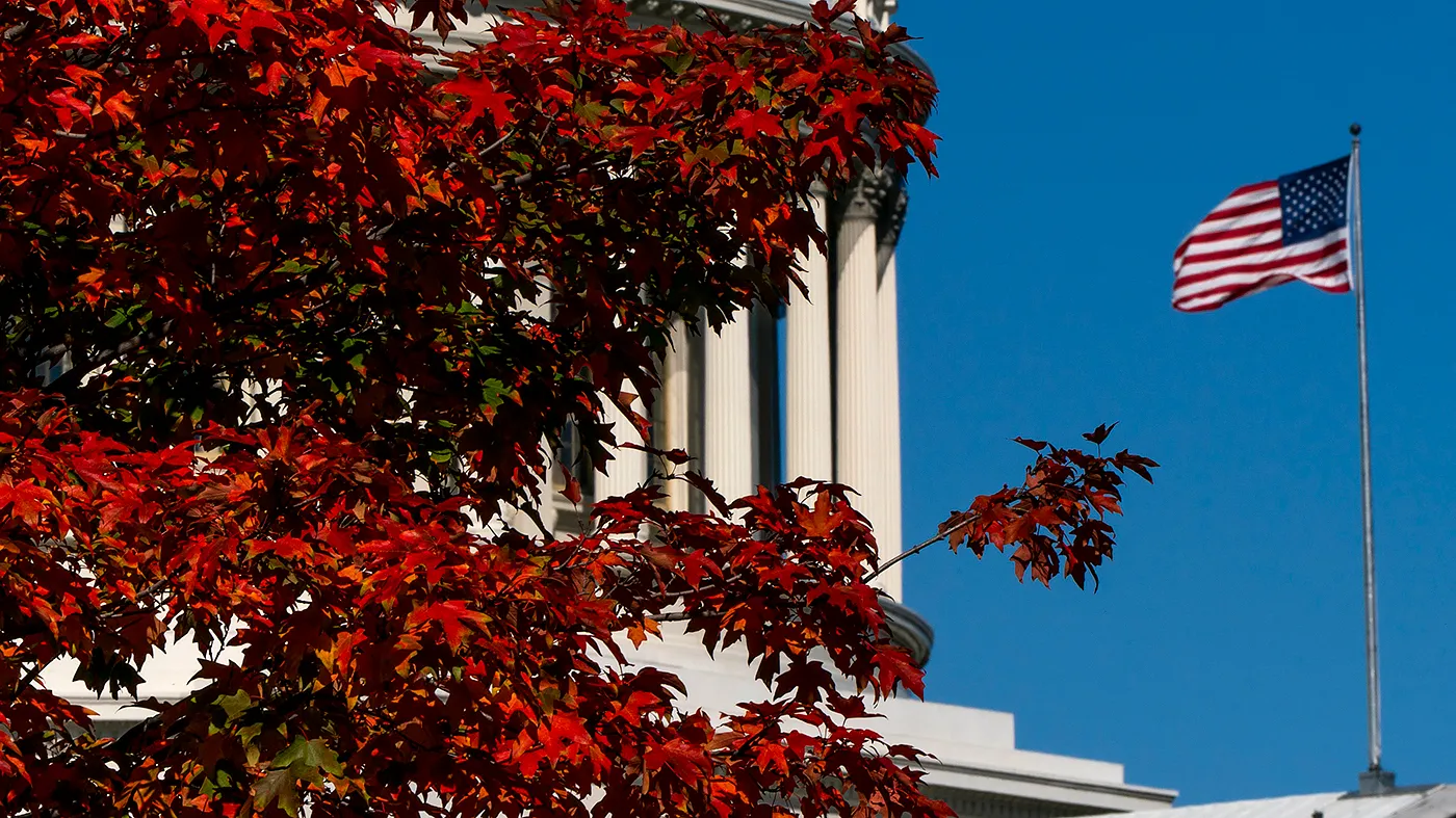 Foliage is seen at the U.S. Capitol in Washington, D.C., on Monday, October 5, 2026.