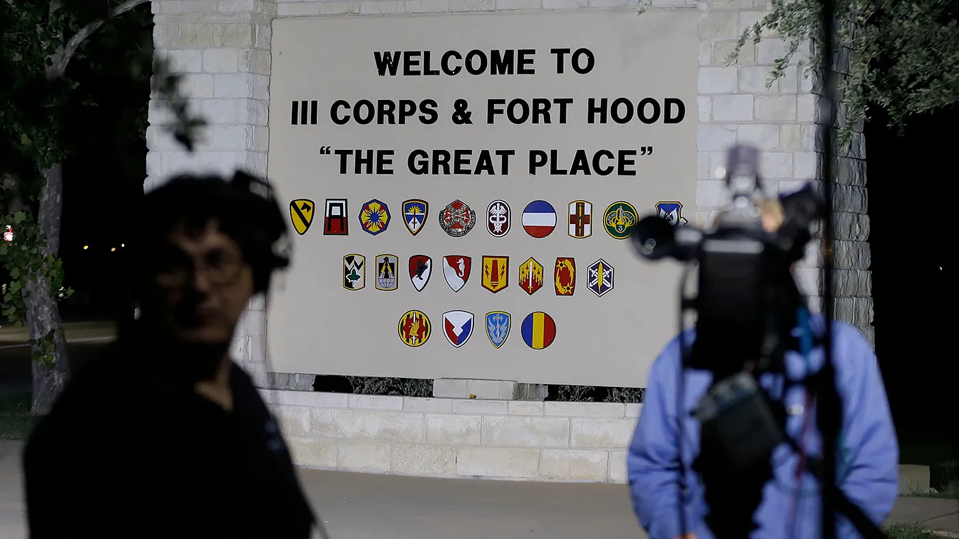 Media film in preparation of the start of the court-martial of Maj. Nidal Malik Hasan, Aug. 6, 2013, in Fort Hood, Texas.