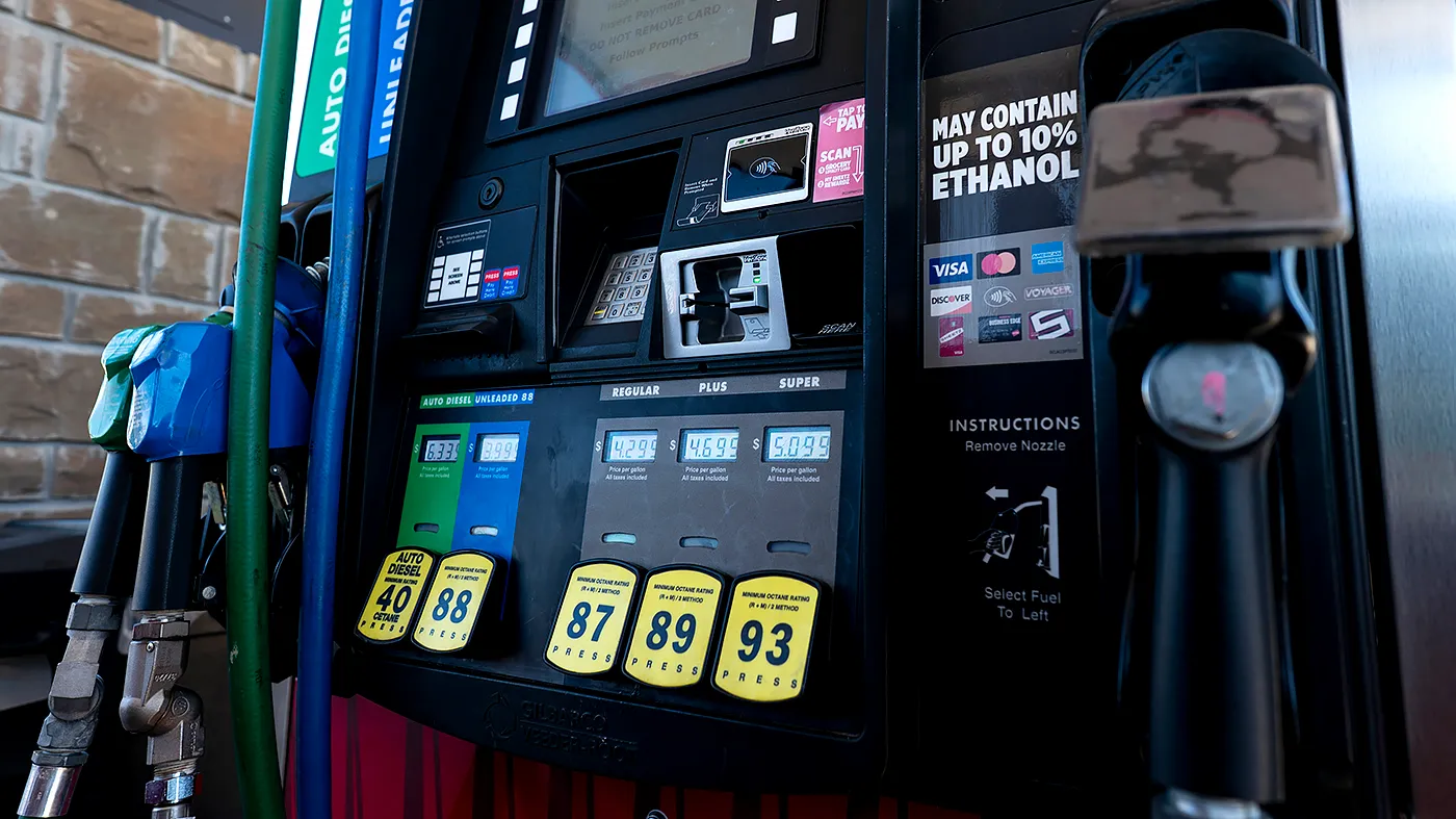 A gas pump is seen at a Sheetz in Linthicum Heights, Md., on Tuesday, October 6, 2026.