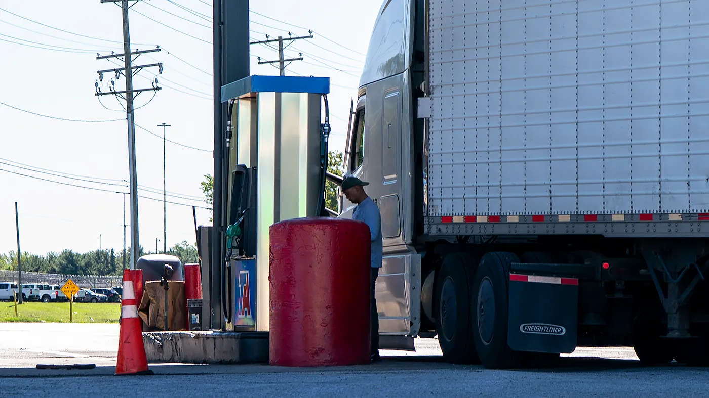 A truck driver pays for diesel at a TA Travel Center in Jessup, Md., on Tuesday, October 6, 2026.