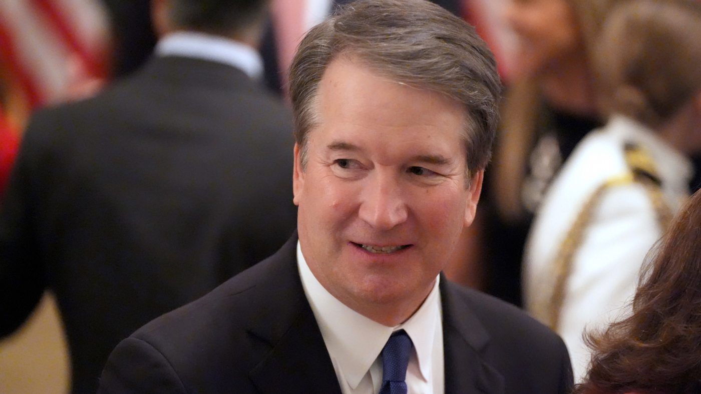 Justice Brett Kavanaugh attends the swearing in of Kevin Warsh as Chairman of the Federal Reserve in the East Room of the White House, Friday, May 22, 2026, in Washington. (AP Photo/Alex Brandon)
