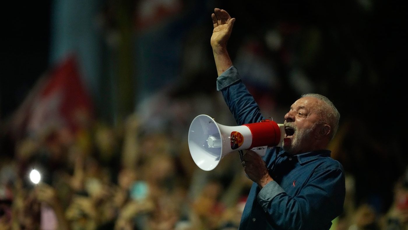 President Luiz Inacio Lula da Silva addresses supporters during a victory rally after winning a fourth term in the presidential runoff on Paulista Avenue in Sao Paulo, Brazil, Oct. 25, 2026.