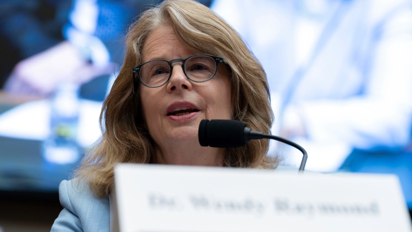 Dr. Wendy Raymond, the president of Haverford College, testifies before the House Committee on Education and Workforce hearing on antisemitism on American campuses, at Capitol Hill in Washington, May 7, 2025.