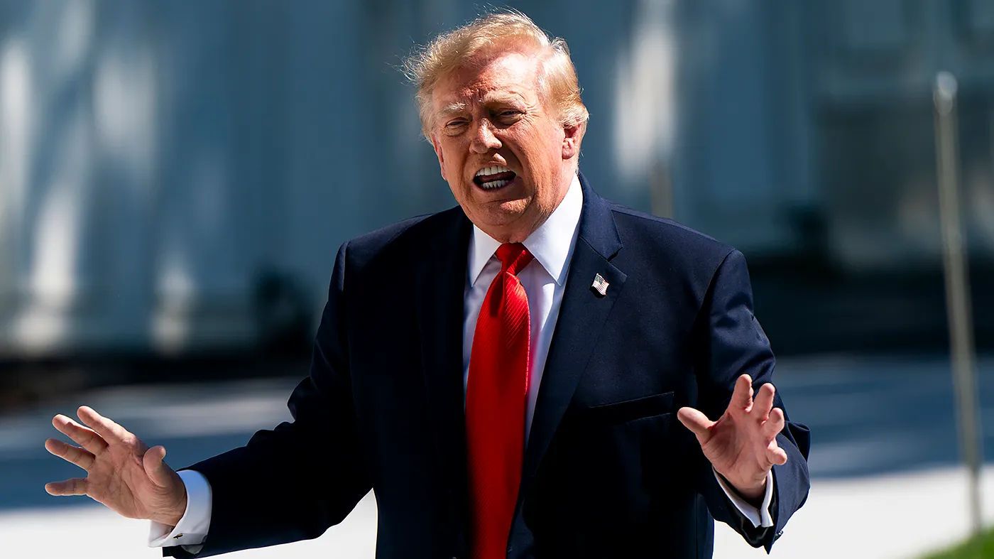 President Trump speaks to reporters before boarding Marine One on the South Lawn of the White House in Washington, D.C., on Thursday, October 1, 2026. Trump is visiting Peterbilt Motors Company in Denton, Texas, and will head to Durant, Okla., for a campaign event in the evening.