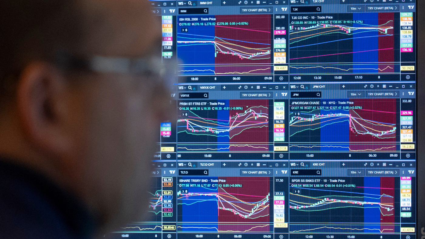 Specialist Anthony Matesic works on the floor of the New York Stock Exchange, Thursday, Oct. 8, 2026, in New York. (AP Photo/Yuki Iwamura)