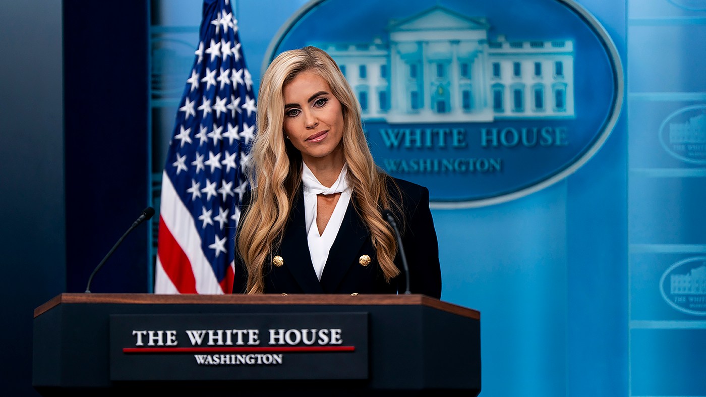 White House press secretary Katie Zacharia listens to a reporter’s question during her first press briefing at the White House in Washington, D.C., on Oct. 13, 2026.
