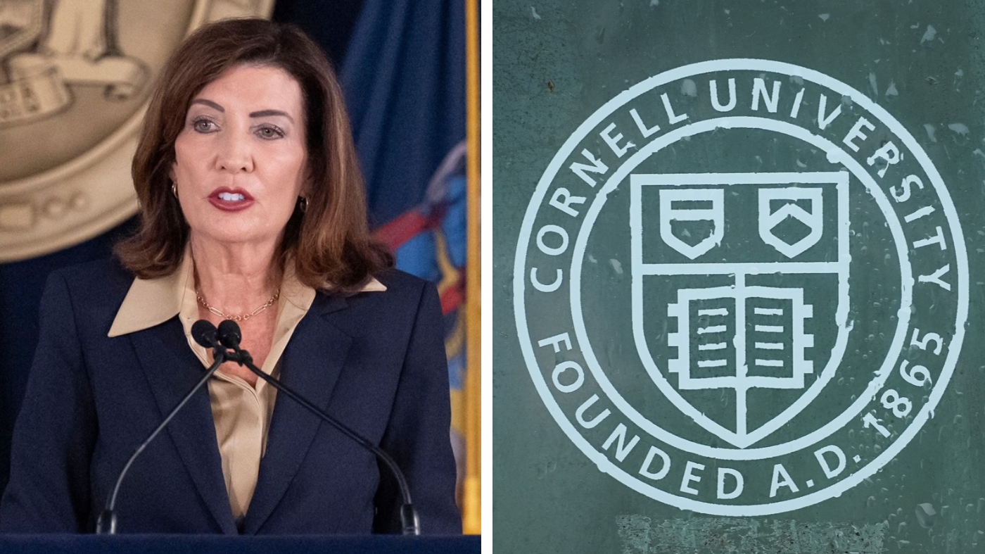 New York Governor Kathy Hochul speaks during a news conference on, Friday, Oct. 2, 2026, in New York. The state is opening up an official criminal probe of the alleged gang rape case at Cornell University. (AP Photo/Yuki Iwamura/Matt Rourke)