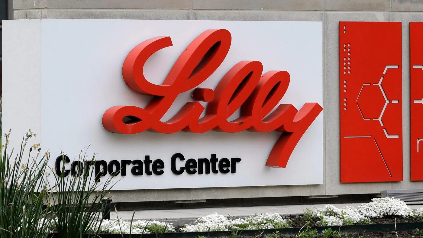 FILE – A sign for Eli Lilly & Co. stands outside their corporate headquarters in Indianapolis on April 26, 2017. (AP Photo/Darron Cummings, File)