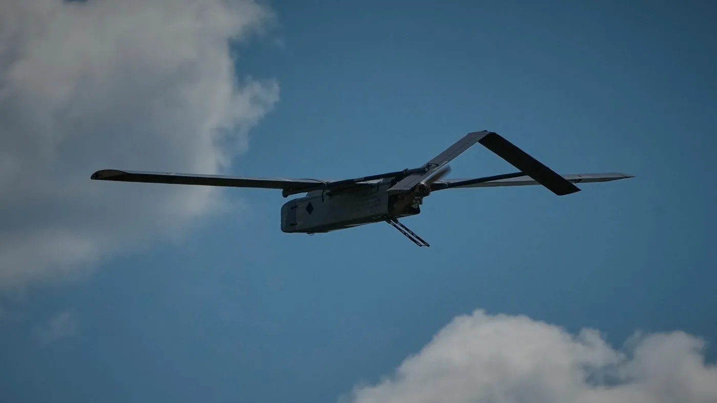 FILE – A Ukrainian FP-1 long-range attack drone is launched at an undisclosed location in Ukraine, Sunday, Aug. 16, 2026. (AP Photo/Efrem Lukatsky, File)