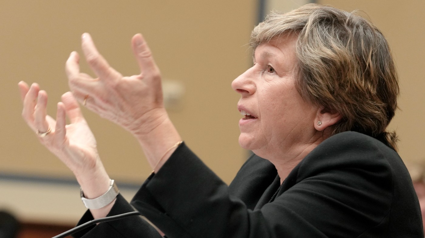Randi Weingarten, president of the American Federation of Teachers, testifies during a House Oversight and Accountability subcommittee hearing on COVID-19 school closures, Wednesday, April 26, 2023, on Capitol Hill in Washington.