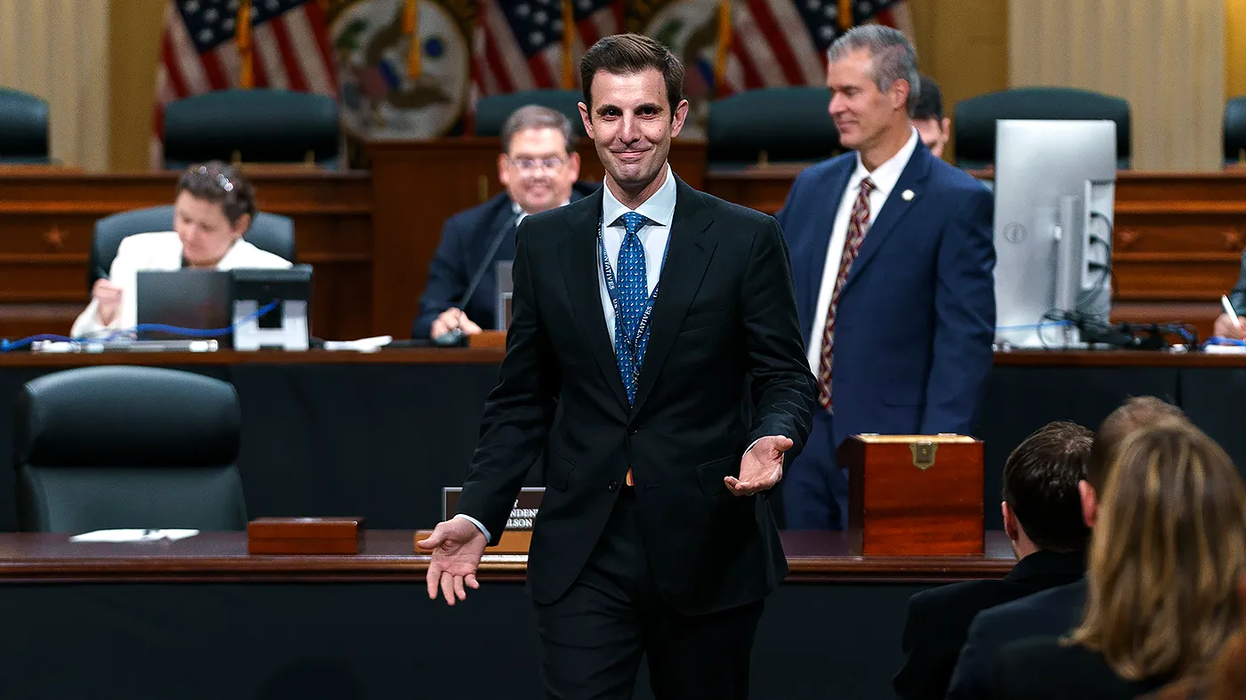 Rep.-elect Chris Deluzio (D-Pa.) reacts to his lottery draw for office space in the upcoming 118th session of Congress on Friday, December 2, 2022.