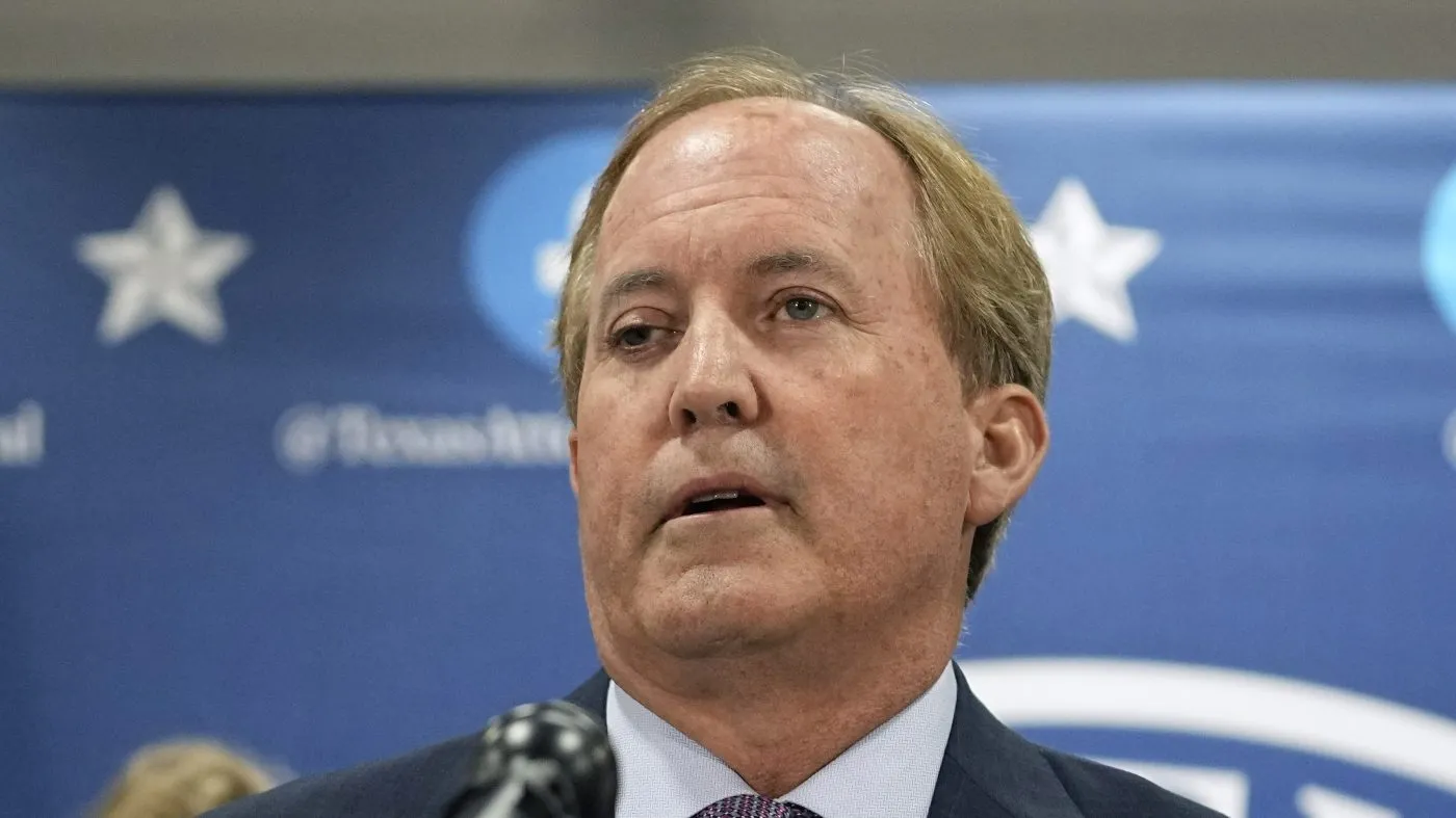 Texas state Attorney General Ken Paxton makes a statement at his office, May 26, 2023, in Austin, Texas.