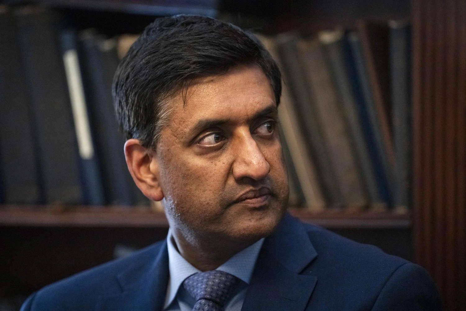Rep. Ro Khanna attends an Yale University undergraduate political union dinner on Tuesday, April 15, 2025 in New Haven, Conn.