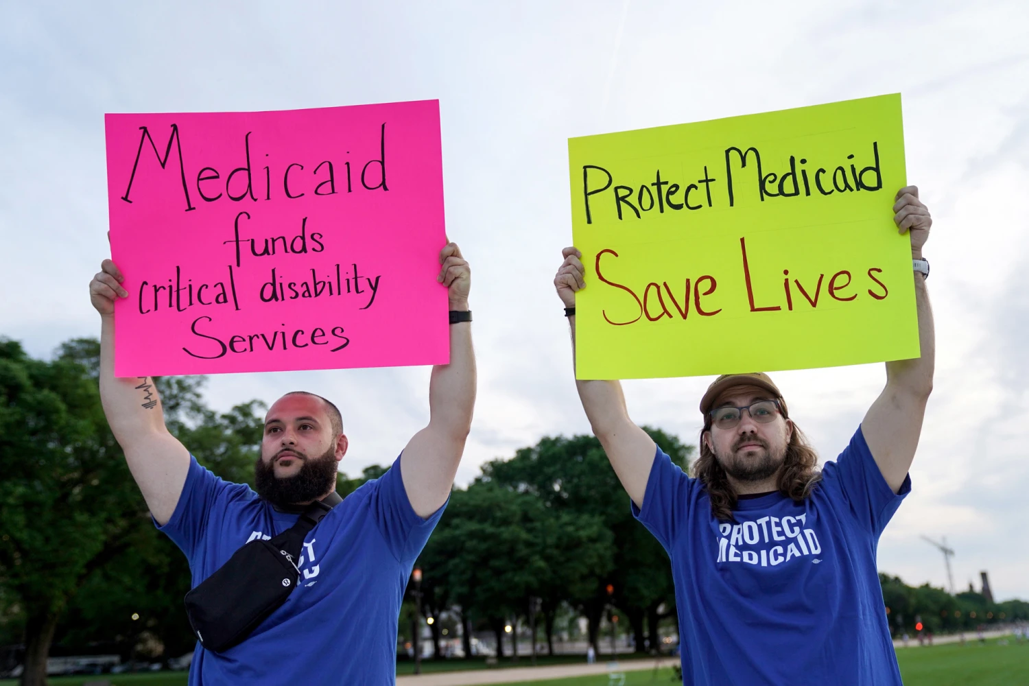 Protestors against Medicaid cuts rally at the U.S. Capitol on May 7, 2025.