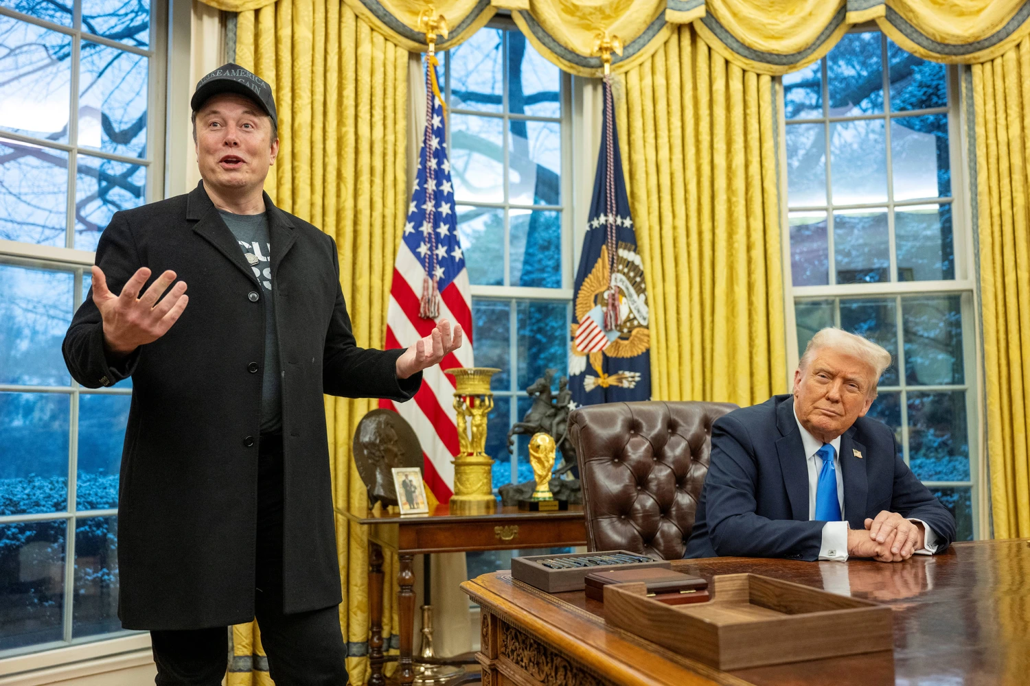 Elon Musk and President Donald Trump in the Oval Office on Feb. 11, 2025.