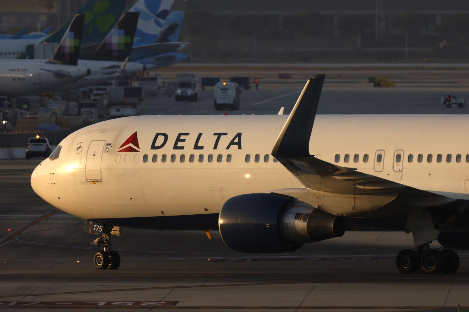 A Delta Air Lines Boeing 767 taxis at Los Angeles International Airport after arriving from New York on September 1, 2024 in Los Angeles, California.