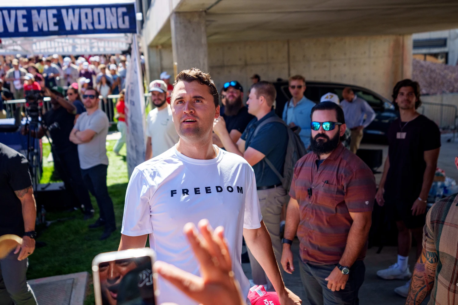Charlie Kirk speaks at Utah Valley University on Sept. 10, 2025 in Orem, Utah.