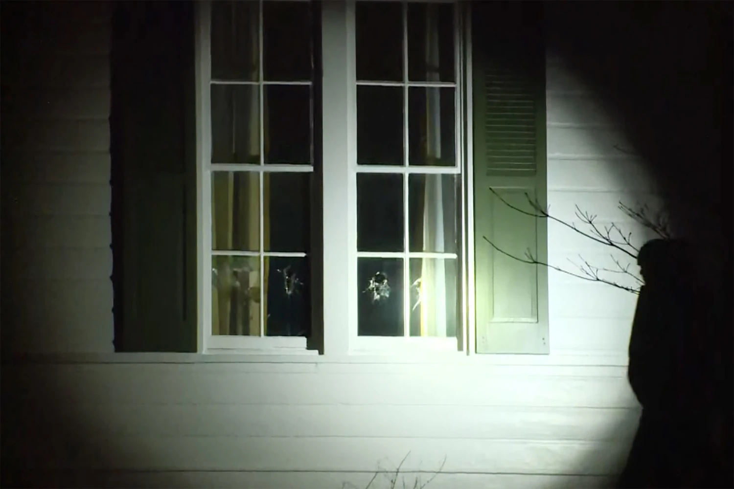 Broken windows at the Cincinnati home of Vice President JD Vance on Jan. 5, 2025.
