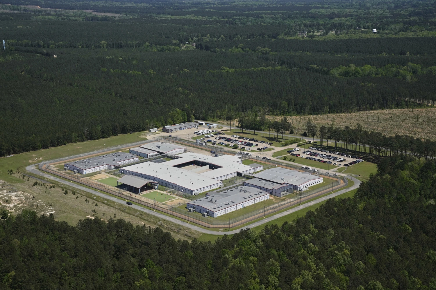 The The Central Louisiana ICE Processing Center is seen in this aerial photo in Jena, La., in April 8, 2025.