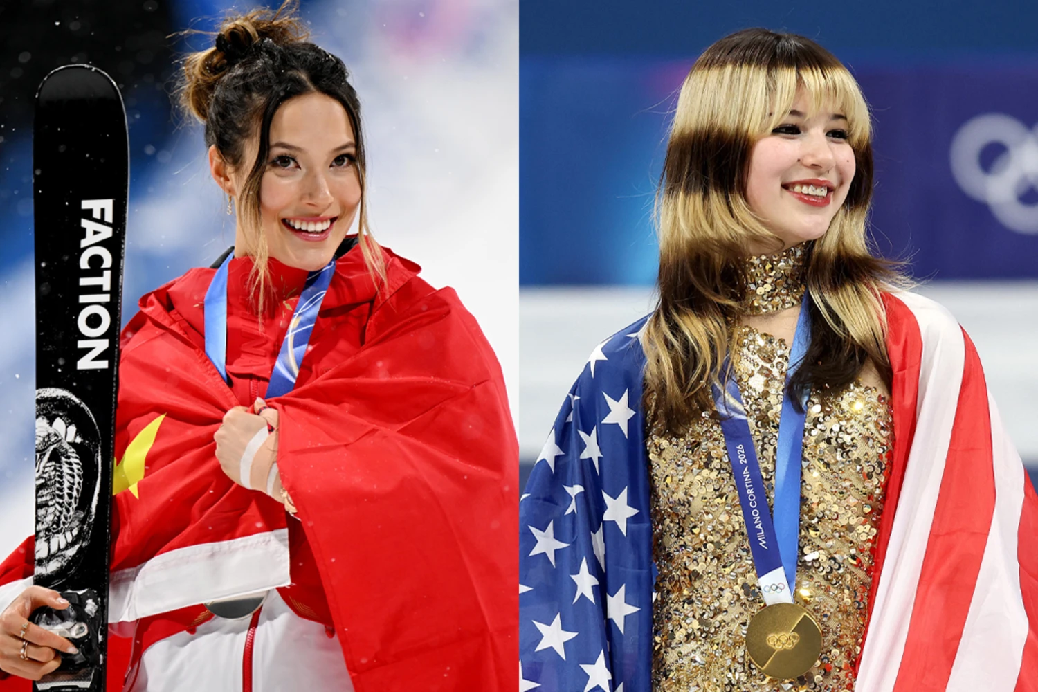 Team People's Republic of China Women's Freeski Big Air Silver medalist Ailing Eileen Gu; Team USA Women's Single Skating Gold medalist Alysa Liu.