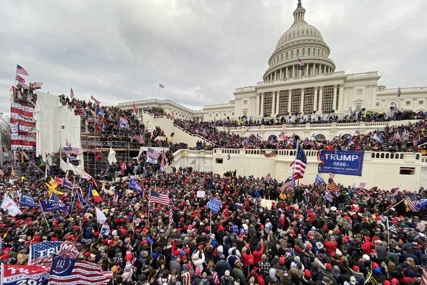 US President Donald Trumps supporters gather outside the Capitol building in Washington D.C., United States on January 06, 2021.  (Photo by Tayfun Coskun/Anadolu Agency via Getty Images)