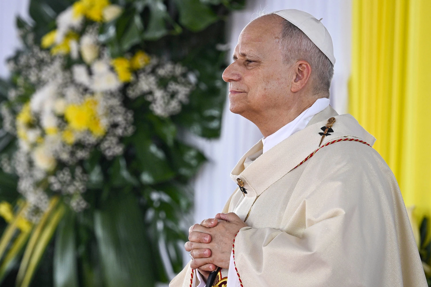 Pope Leo XIV on April 17, 2026, in Douala, Cameroon.