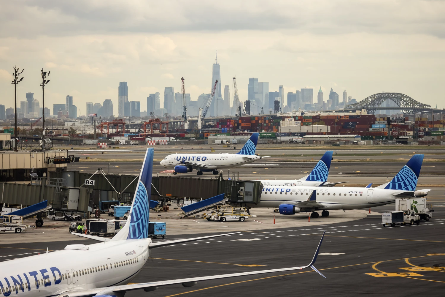 United Airlines planes at Newark Liberty International Airport  in Newark, N.J., Nov. 3, 2025.