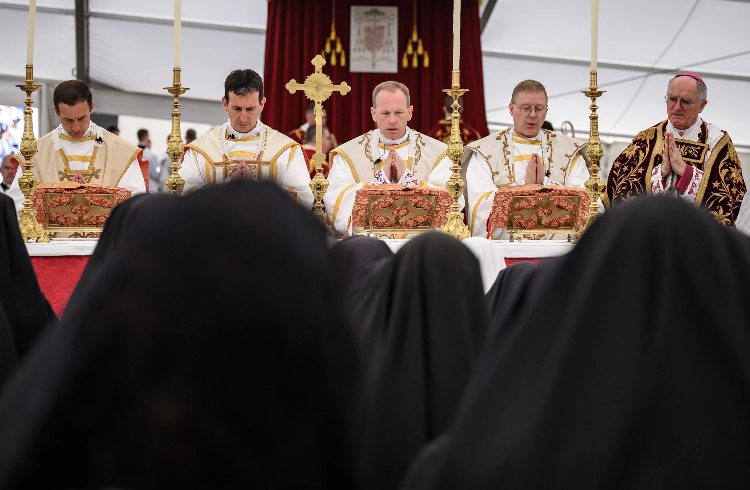Catholic bishops during the schismatic consecration of bishops in Econe, western Switzerland, on July 1, 2026. 
