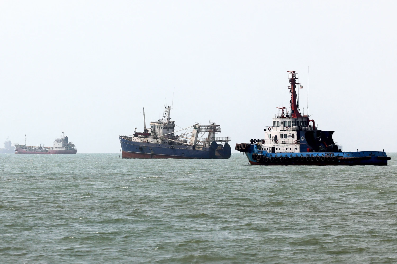 Vessels transit the Strait of Hormuz off Bandar Abbas in southern Iran on Aug. 10, 2026.