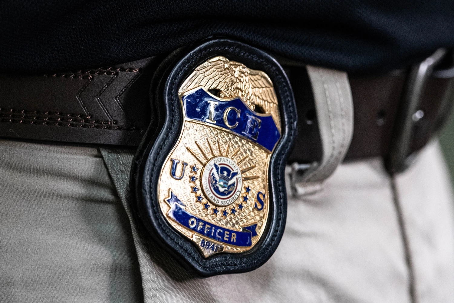 An ICE officer's badge.